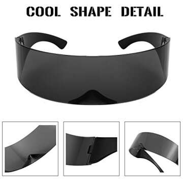 FEISEDY 80s Futuristic Cyclops Cyber Visor Sunglasses Men Women Punk Style Cosplay B2740