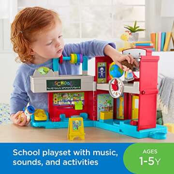 Fisher-Price Little People Toddler Toy Friendly School Musical Playset with Figures for Pretend Play Kids Ages 1+ Years​