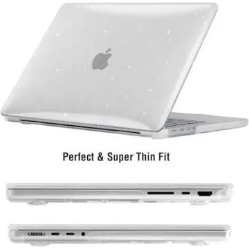 EooCoo Case Compatible with MacBook Pro 14 inch 2025 2024-2021 M4 M3 M2 M1 Pro Max Chip, Hard Shell Cases with Keyboard Cover, Screen Protector - Sparkly Clear
