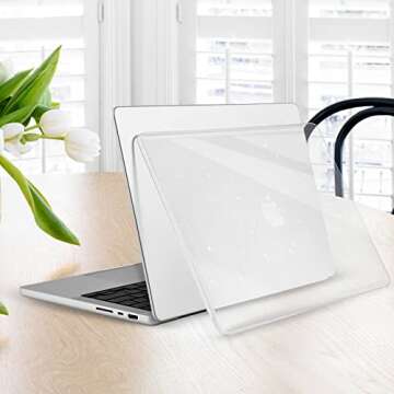 EooCoo Case Compatible with MacBook Pro 14 inch 2025 2024-2021 M4 M3 M2 M1 Pro Max Chip, Hard Shell Cases with Keyboard Cover, Screen Protector - Sparkly Clear