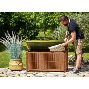 Outdoor Storage Box 65 Gallon with Hinged Lid for Patios