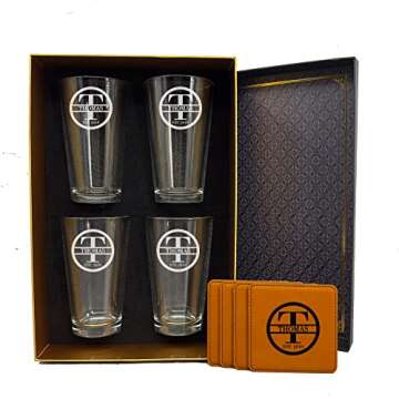 Personalized Beer Glass Set of 4 - Custom Engraved Drinking Pint Glasses - Great Gifts for Men, Women, Family - For Valentine's, Anniversary, Housewarming, Christmas