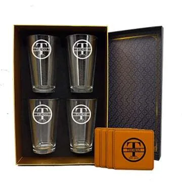Personalized Beer Glass Set of 4 - Custom Engraved Drinking Pint Glasses - Great Gifts for Men, Women, Family - For Valentine's, Anniversary, Housewarming, Christmas