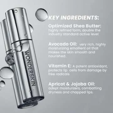 Wonderskin Lip Oil - Lip Rehab Serum Oil, Hydrating and Moisturizing Clear Serum for Dry Lips - Natural, Vegan and Non-sticky (Clear)