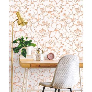 NextWall Linework Floral Wallpaper for Easy Home Updates