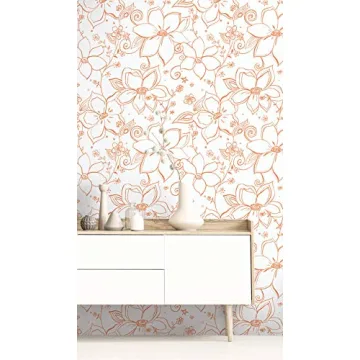 NextWall Linework Floral Wallpaper for Easy Home Updates