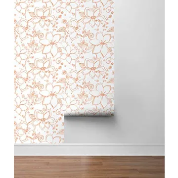 NextWall Linework Floral Wallpaper for Easy Home Updates