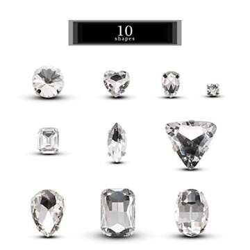 TANOSII Sew on Rhinestones 100 PCS Mixed Shapes Glass Rhinestones Sew on Crystal Gems Mental Flatbac...