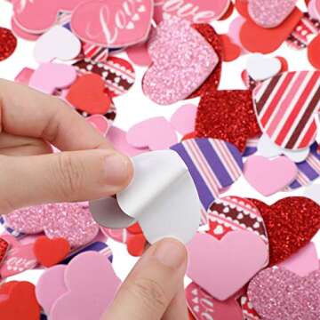 Zonon 400 Pieces Heart Foam Stickers for Crafts