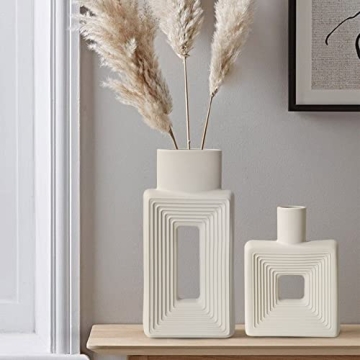 Elegant White Ceramic Vase Set of 2 for Home Decor