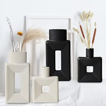 Elegant White Ceramic Vase Set of 2 for Home Decor