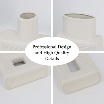 Elegant White Ceramic Vase Set of 2 for Home Decor