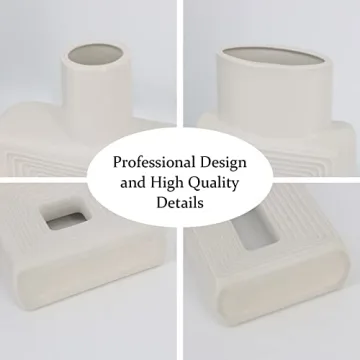 Elegant White Ceramic Vase Set of 2 for Home Decor