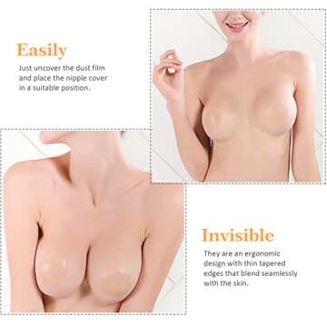 FJYQOP 8 Pairs Nipple Covers for Women, Silicone Reusable Pasties Adhesive Invisible Nippleless Covers Sticky Breast Petal Nude