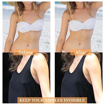 FJYQOP 8 Pairs Nipple Covers for Women, Silicone Reusable Pasties Adhesive Invisible Nippleless Covers Sticky Breast Petal Nude