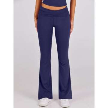 ANRABESS Women's Lounge Set Navy Blue Yoga Flare Pants and Top