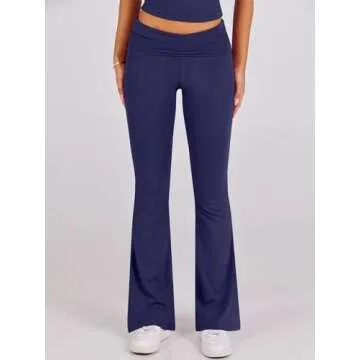 ANRABESS Women's Lounge Set Navy Blue Yoga Flare Pants and Top