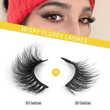 KOUSEI Lashes False Eyelashes Cat Eyes Wispy Natural Faux Mink Lashes 6 Pairs Pack Light Volume Short Fake Eye Lashes Multi-Pack
