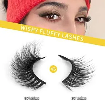 KOUSEI Lashes False Eyelashes Cat Eyes Wispy Natural Faux Mink Lashes 6 Pairs Pack Light Volume Short Fake Eye Lashes Multi-Pack