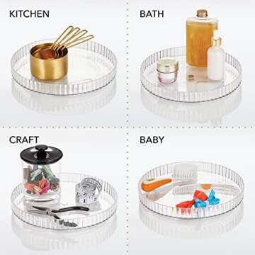 mDesign Fluted Lazy Susan Turntable for Effortless Organization