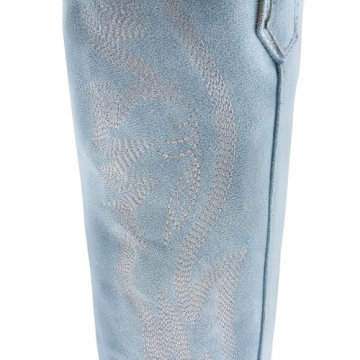 Stylish KaroNairy Women’s Cowboy Boots Sky Blue for Comfort