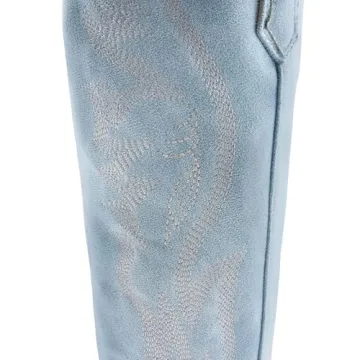 Stylish KaroNairy Women’s Cowboy Boots Sky Blue for Comfort