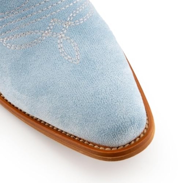 Stylish KaroNairy Women’s Cowboy Boots Sky Blue for Comfort