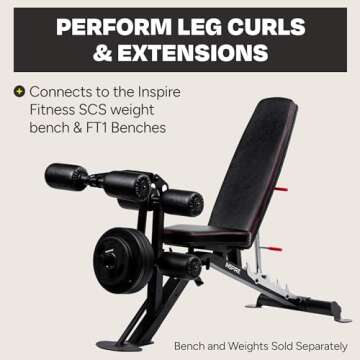 Inspire Fitness Leg Curl/Extension Bench Attachment - Leg Extension Home Gym Attachment - Leg Extension Attachment with Built in Weight Horn