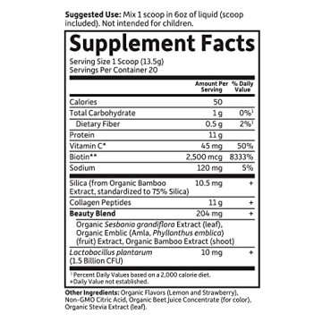 Grass Fed Collagen Beauty Strawberry Lemonade 20 Servings