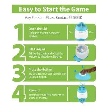 PETGEEK Automatic Dog Treat Dispenser, Interactive Dog Toys Treat Dispensing for IQ Training, Electronic Dog Puzzle Toys with Remote Control, Pet Toys to Keep Them Busy Dual Power Supply, Blue Color