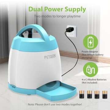 PETGEEK Automatic Dog Treat Dispenser, Interactive Dog Toys Treat Dispensing for IQ Training, Electronic Dog Puzzle Toys with Remote Control, Pet Toys to Keep Them Busy Dual Power Supply, Blue Color