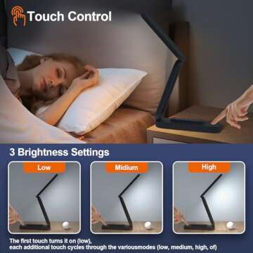 Giryuhd LED Desk Lamp: Rechargeable, Portable, and Foldable Light with 3 Brightness Levels