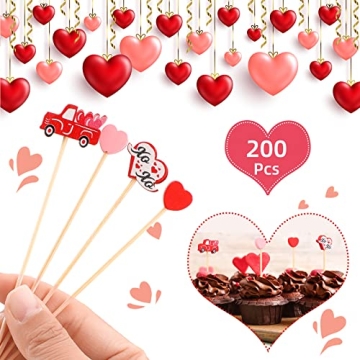 Funtery 200 Pcs Valentine's Day Cocktail Picks for All Occasions