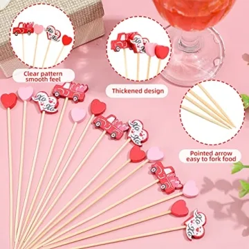 Funtery 200 Pcs Valentine's Day Cocktail Picks for All Occasions