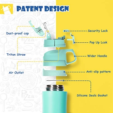 EIJIAN Kids Insulated Water Bottle for Toddlers - 14oz Leak-Proof