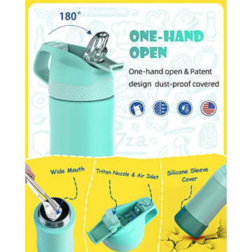 EIJIAN Kids Insulated Water Bottle for Toddlers - 14oz Leak-Proof