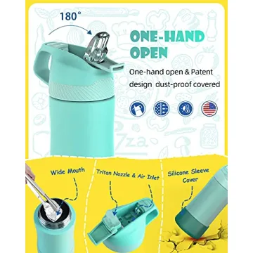 EIJIAN Kids Insulated Water Bottle for Toddlers - 14oz Leak-Proof