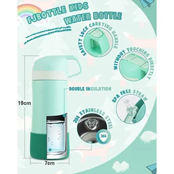 EIJIAN Kids Insulated Water Bottle for Toddlers - 14oz Leak-Proof