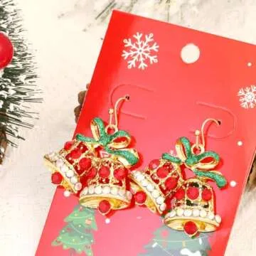 Atifober Christmas Bell Earrings - Sparkly Dangle Jewelry for Festive Cheer
