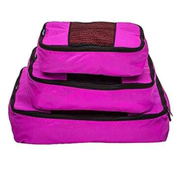 TravelWise Luggage Packing Organization Cubes 3 Pack - Pink