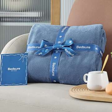 Bedsure Fleece Throw Blanket Washed Blue - 300GSM Blankets for Couch, Sofa, Bed, Soft Lightweight Plush Cozy Throws for Toddlers, 50x60 inches