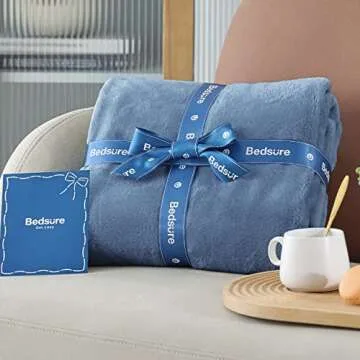 Bedsure Fleece Throw Blanket Washed Blue - 300GSM Blankets for Couch, Sofa, Bed, Soft Lightweight Plush Cozy Throws for Toddlers, 50x60 inches