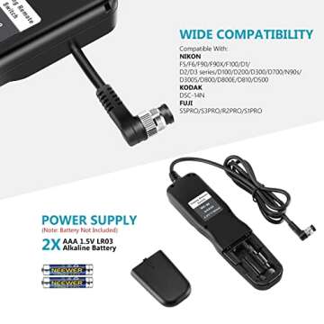 Neewer Photography Digital Interval Meter Timer Remote Control Compatible with Nikon D200 D300 D300S, D700, D810 D800 D800E F5 F6 F100 F90 F90x Kodak DCS-14n Fujifilm Finepix S3pro S5pro