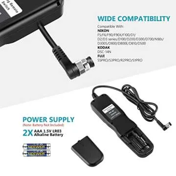 Neewer Photography Digital Interval Meter Timer Remote Control Compatible with Nikon D200 D300 D300S, D700, D810 D800 D800E F5 F6 F100 F90 F90x Kodak DCS-14n Fujifilm Finepix S3pro S5pro