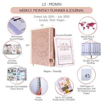 Law of Attraction Planner 2024-2025 - Academic Planner 2024-2025 | Weekly and Monthly Planner | Incr...