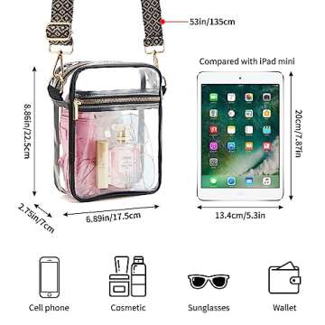 WEIMZC Clear Crossbody Bag Stadium Approved,Adjustable Shoulder Strap Clear Crossbody Purse for Concerts, Festivals, Sports Events (Color38)