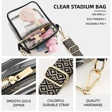 WEIMZC Stylish and Adjustable Clear Crossbody Bag