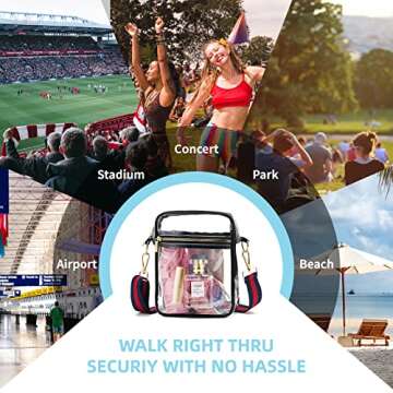 WEIMZC Clear Crossbody Bag Stadium Approved,Adjustable Shoulder Strap Clear Crossbody Purse for Concerts, Festivals, Sports Events (Color38)