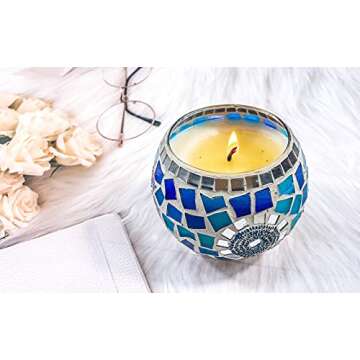 Frespersy Ocean Scented Candles Aromatherapy Candle, Home Fragrance Natural Soy Wax, Long Lasting & Stress Relief Decorative Candles, Glass Jar, Candles Gifts for Women (Blue Ocean)