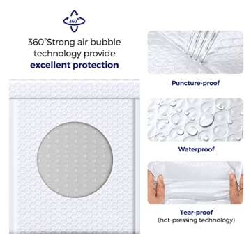 Fuxury Bubble Mailer, 8.5x12 Inch 25 Pack Self-Seal Adhesive Padded Envelopes, Water Resistant Bubble Envelopes for Mailing,Packaging,Small Business,Shipping, White #2